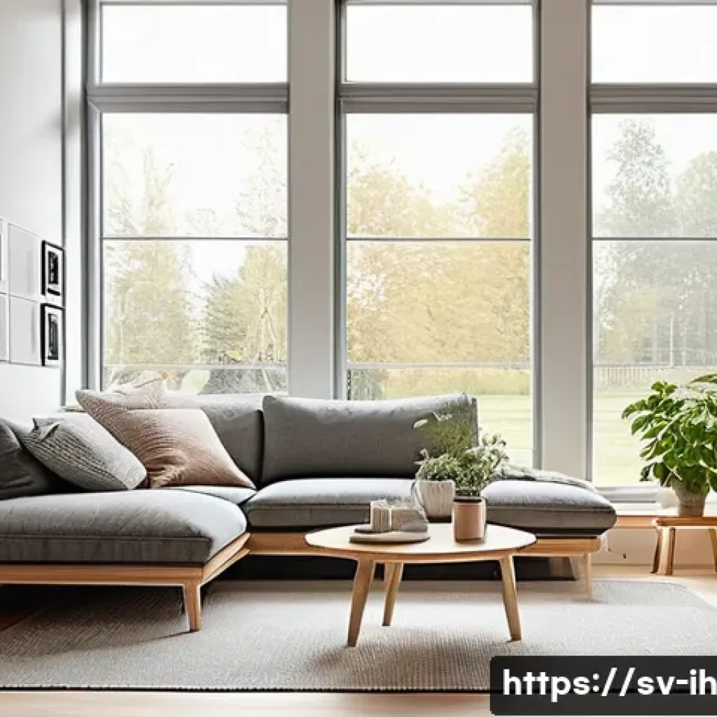 인공지능과 컴퓨터 비전의 미래 전망 - A modern Swedish smart home interior during daytime, featuring sleek Scandinavian design with large ...